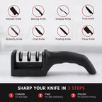 3 Stage Manual Knife Sharpener Tool for Steel and Ceramic Knives Kitchen (1 Pc) view 7
