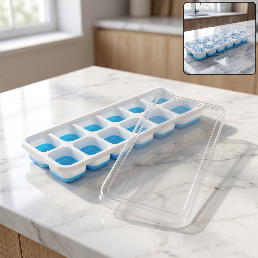 14-Grid Plastic Ice Cube Tray – Easy-Release & Multipurpose Use