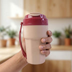 Plastic sipmate water bottle with carrying strap for easy transport