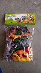 Detailed view of plastic wild animal figures from educational Animal Kingdom toy set