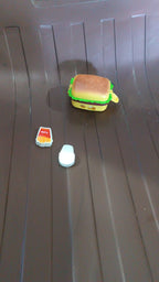 Indo Glow branded burger shaped pencil sharpener with eraser for kids