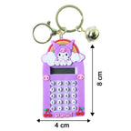 Size dimensions of Kuromi calculator keychain shown on ruler
