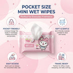 Single wet wipe pulled from colorful cartoon pack