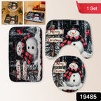 Soft microfiber bath mat with snowman design perfect for winter bathroom décor