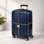 Luggage security chain being used for travel safety