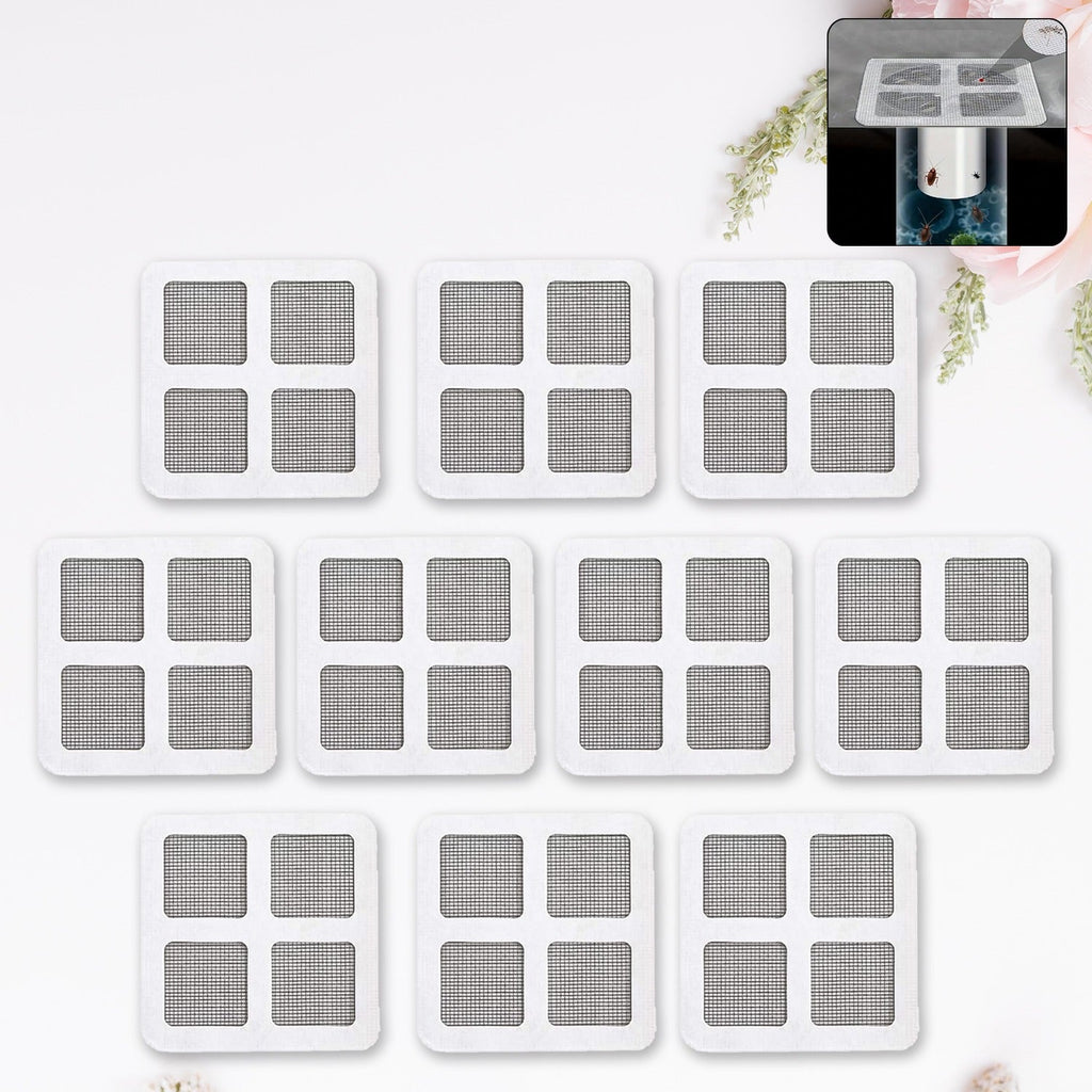 Window Screen Repair Kit with ten self-adhesive mesh patches, ready to fix tears and holes.