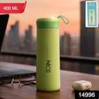 Green thermal bottle with lightweight BPA-free plastic and carry strap