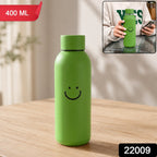 400 ML Smiley Face Glass Travel Water Bottle with Silicone Sleeve (1 Pc)