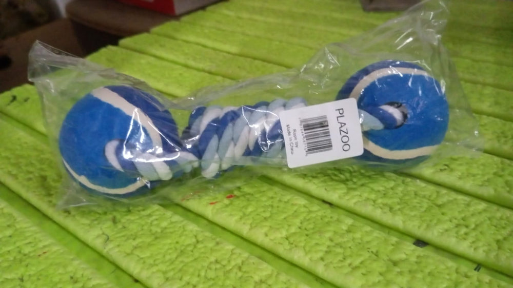 Various angles of the durable cotton rope dog toy for chewing.