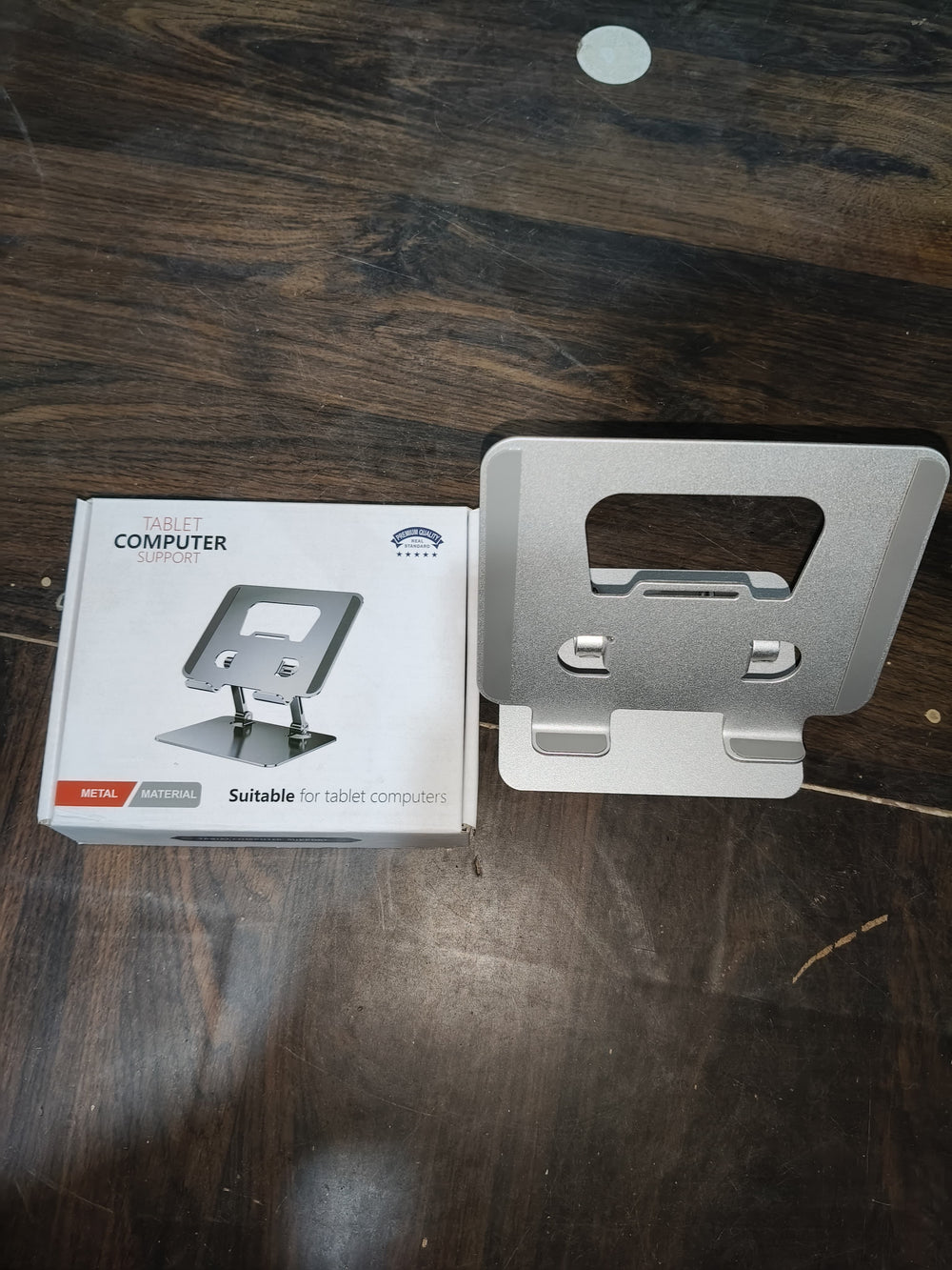 Lifestyle shot of the ergonomic tablet stand enhancing a workspace.