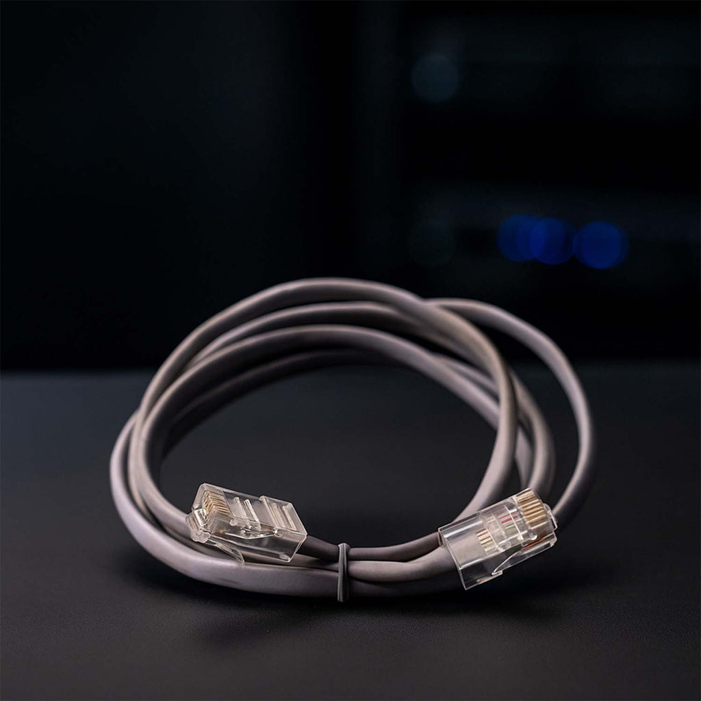 Side view of 1.5 meter Ethernet LAN Cable with RJ45 connectors