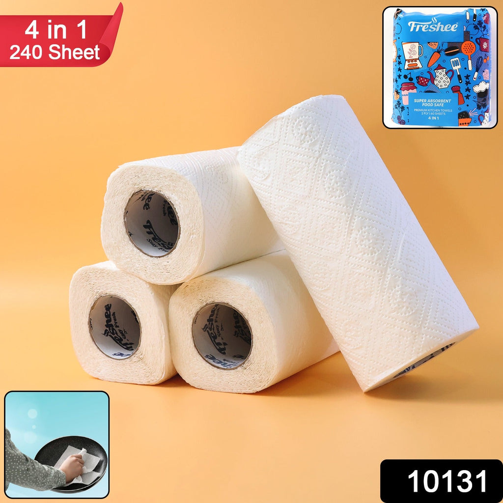 Close-up of perforated kitchen paper towel sheet from super-absorbent roll