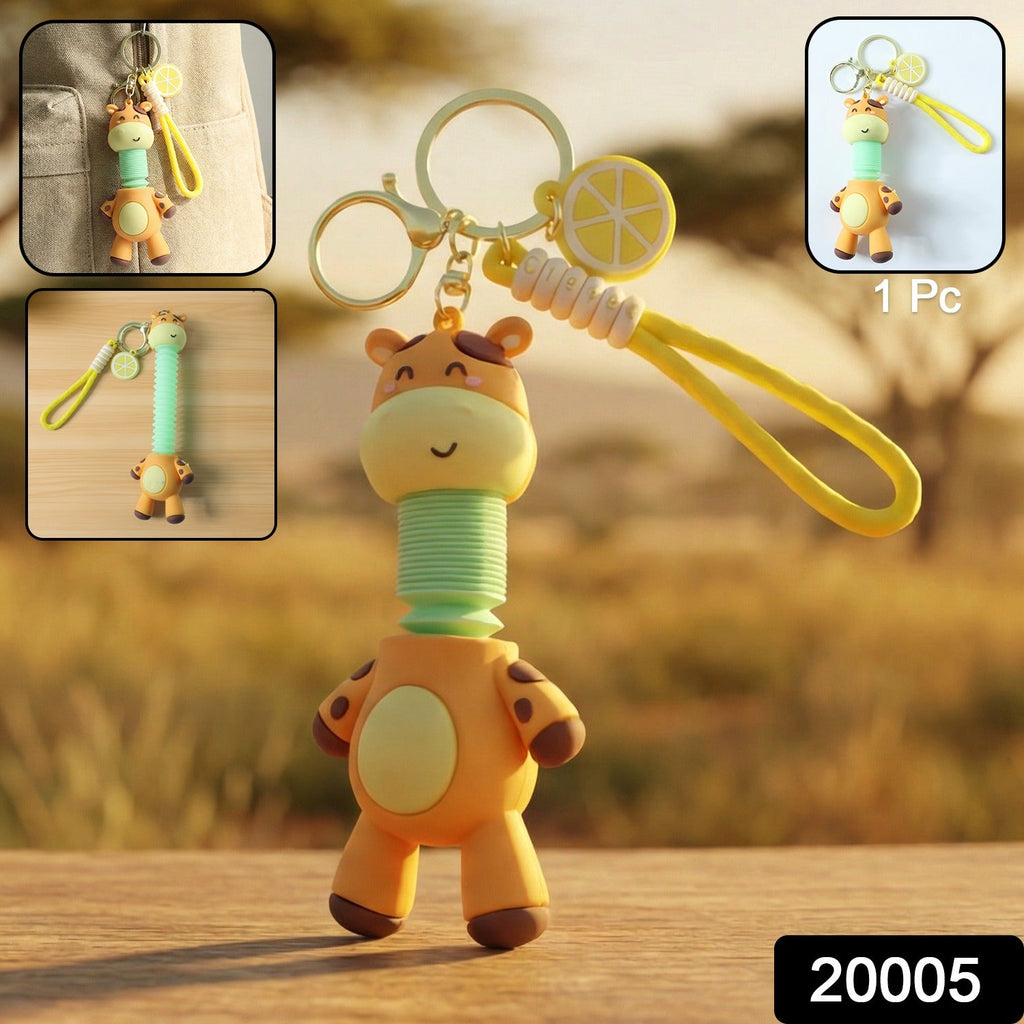 Giraffe keychain showing sturdy wrist strap for easy carrying