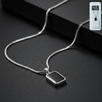 Men's stainless-steel pendant chain featuring sleek black rectangular pendant