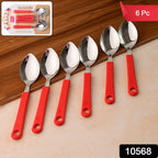 Close-up of stainless steel table spoon showing durable handle