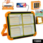 Solar LED Flood Light in use outdoors illuminating a garden area