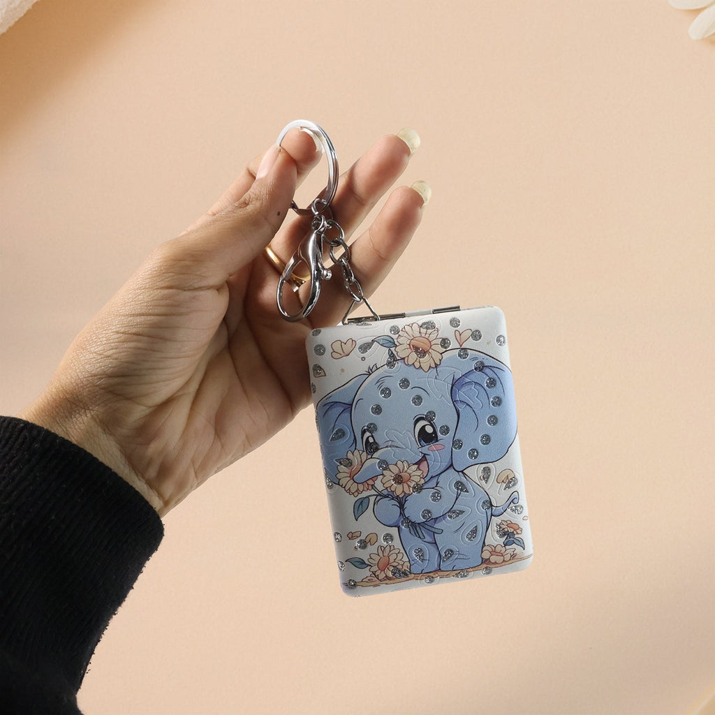 Vanity mirror keychain featuring cute animal elephant design