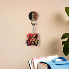 Acrylic cartoon keychain with metal clip attached, ideal for keyrings or backpacks