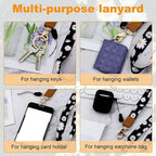 Black floral key strap lanyard with durable metal lobster clasp