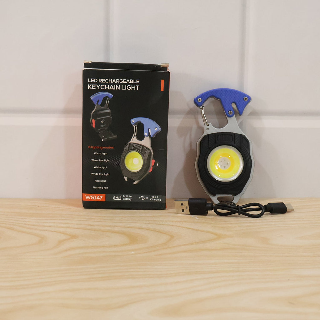 Travel LED Light Keychain Rechargeable Multifunction Mini Flashlight (1 Pc)