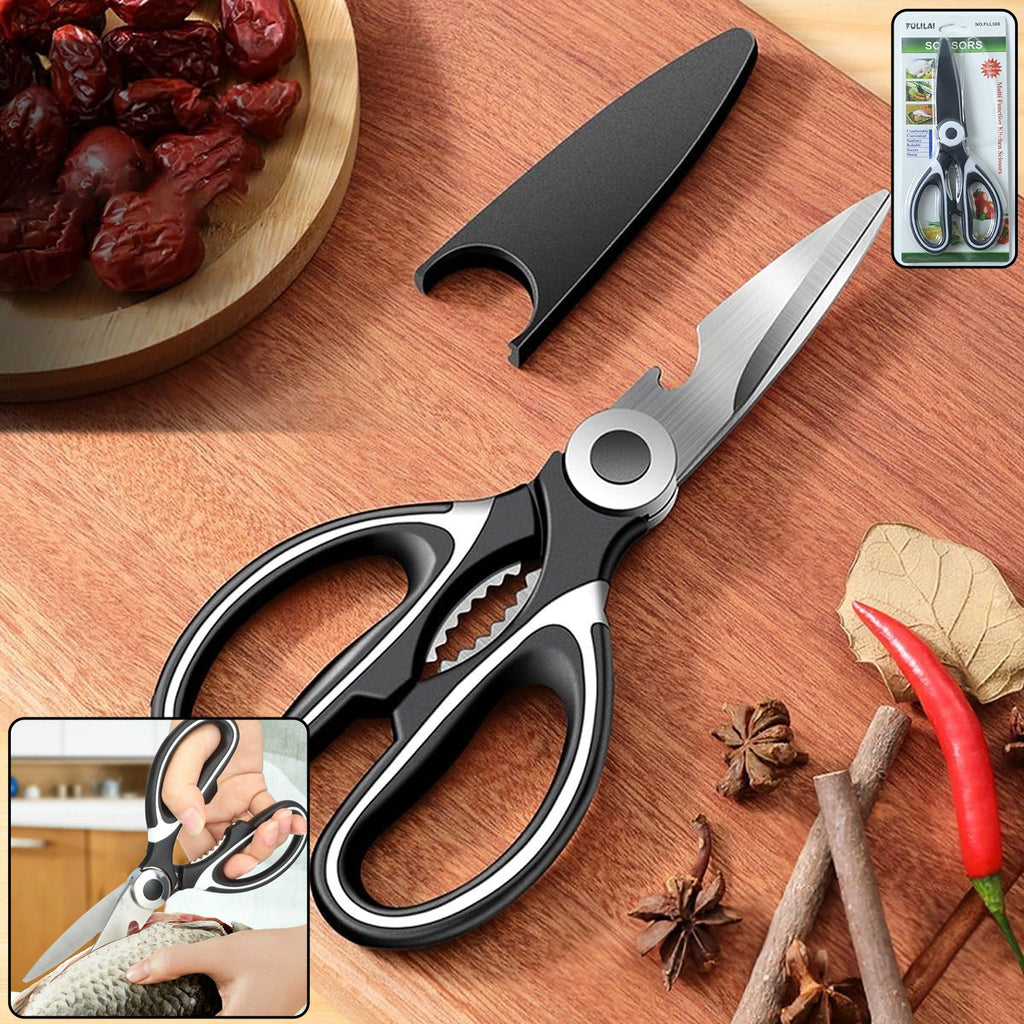Multi-Function Kitchen Scissor with bottle opener on a clean white background.