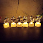 Decorative leaf flameless LED candle lights for ambient home décor