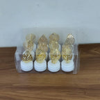 Romantic setting with golden leaf shaped flameless LED candle lighting