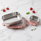 Side profile of stainless steel kids lunch box set