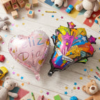 Party backdrop decoration with mix-design foil balloons