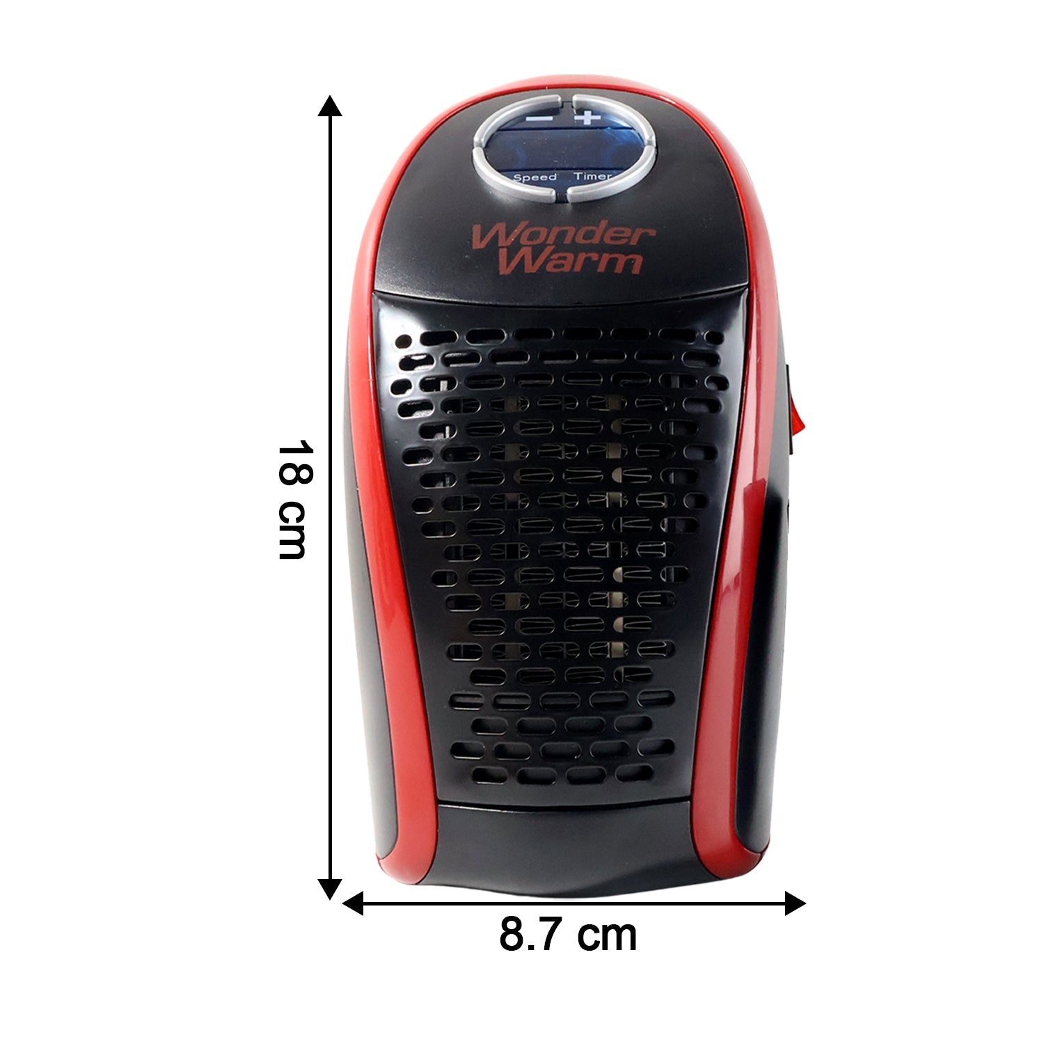 Remote control for 400W wall plug room heater with timer and speed buttons