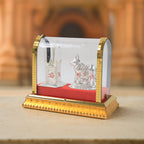 Acrylic enclosed Kamdhenu cow and Tulsi plant idol showpiece for pooja