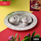 Kumkum dish puja thali pack with compartments for religious use