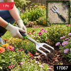 Three prong cultivator fork for loosening and aerating soil