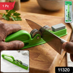 Manual knife sharpener with ergonomic grip handle for safe use
