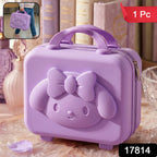 Kids bear hard shell carry case with handle and embossed bear face in pastel colors