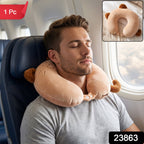 Cute cat plush neck pillow with ears for travel comfort