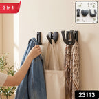Set of 3 strong adhesive wall hooks for coats and towels