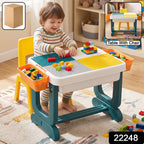 Children's building block table with chair and storage bins