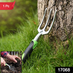 Stainless steel 3 tine fork for digging and turning soil