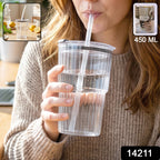 Plastic Tumbler with Lid – 450ml Reusable, Clear & Leak-Proof