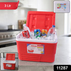 Durable red portable ice storage cooler box for travel and outdoor activities