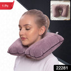 Inflatable U shape velvet neck pillow