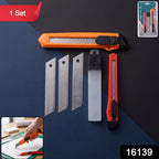 Heavy duty utility cutter knife with retractable snap off blade