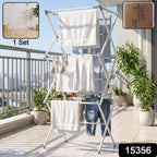 3 Tier Folding Clothes Drying Rack Laundry Cloth Dryer Stand for Balcony (1 Set) view 2