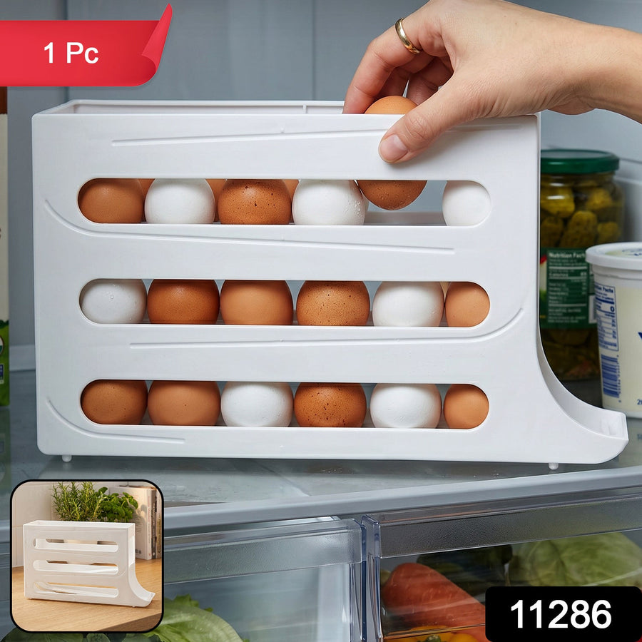 Plastic Egg Storage Organizer – Space-saving fridge tray for neat kitchen organization
