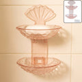2 in 1 double layer plastic soap dish holder, wall mounted and self adhesive (1 pc)