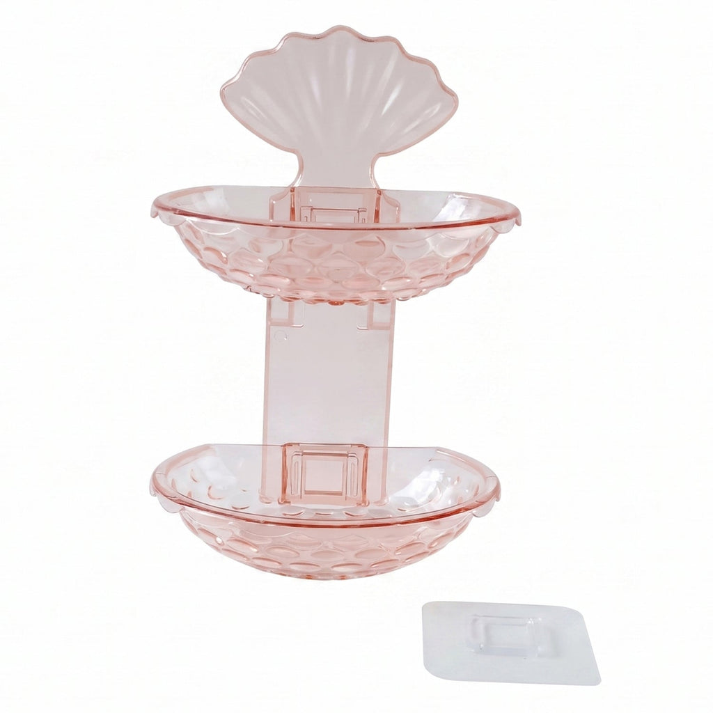 Self adhesive double deck soap dish for shower and basin