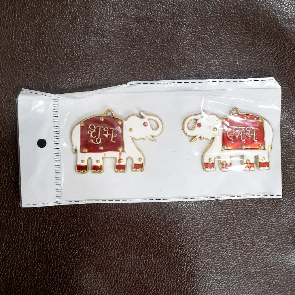 Live display of Shubh Labh Elephant decorative wall hangings in home setting