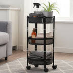 Space-saving vertical 3-layer metal mesh storage trolley