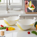 Plastic rice washing bowl and strainer with integrated colander